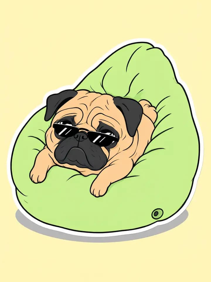 Chug, chill pug, melted in a beanbag