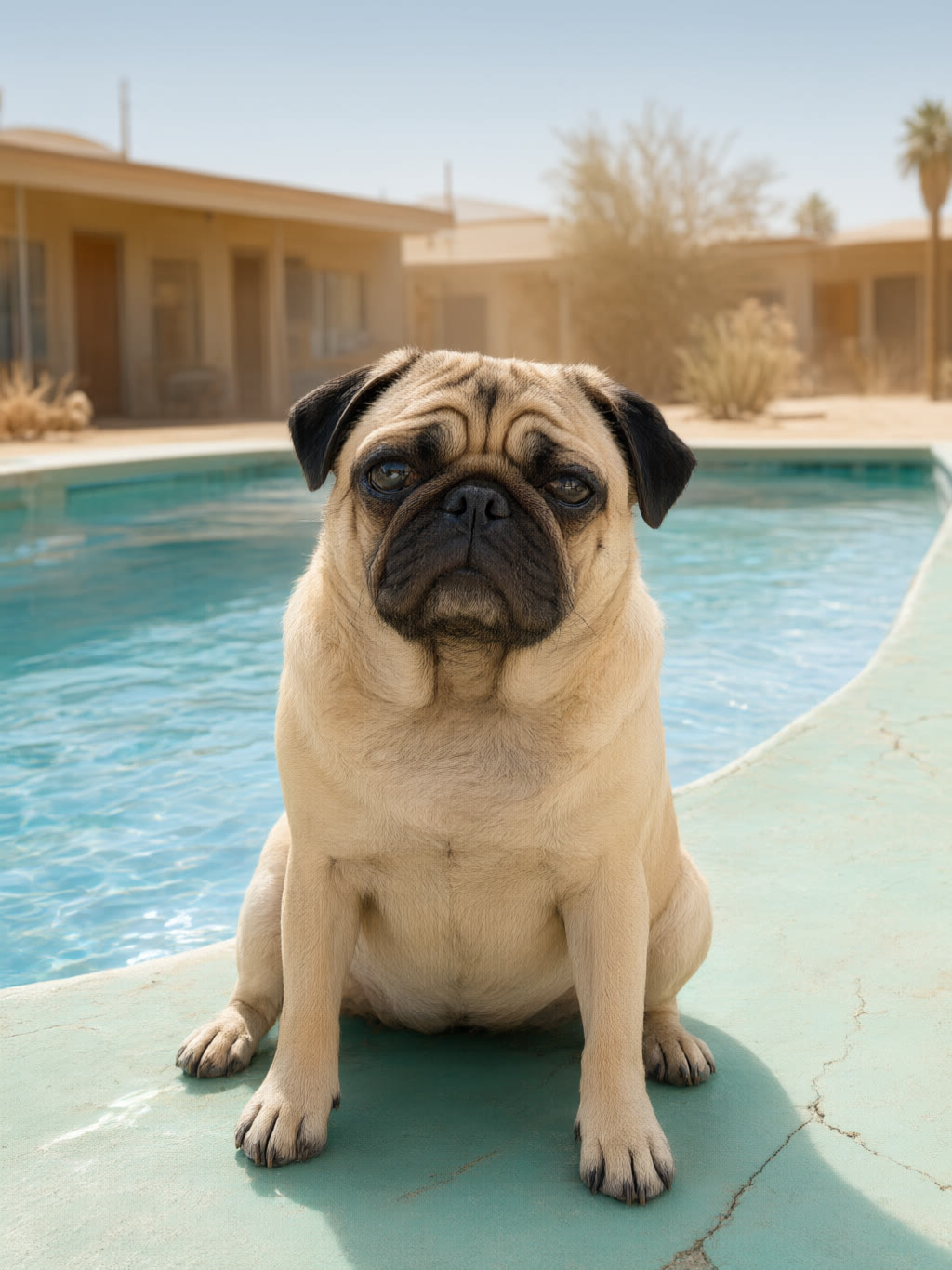 Motel: Off-season pool. Peak sit.