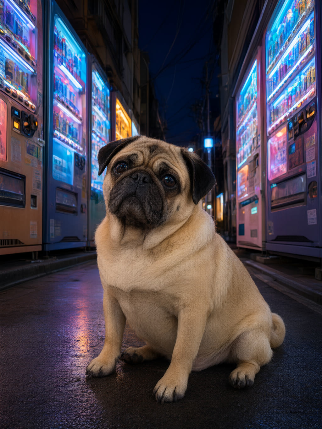 Alley: Machines vend. He does not.