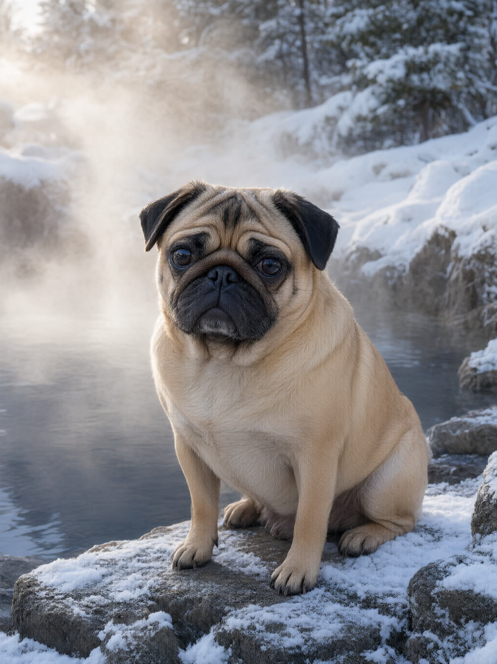 Spring: Steam works. He watches.