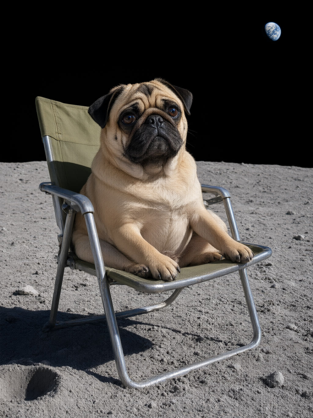 Moon: Earth is busy. He brought a chair.